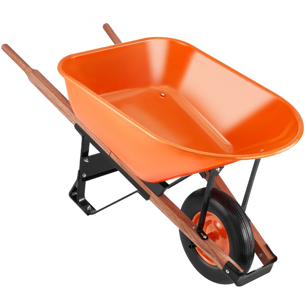 VEVOR Wheelbarrow Cart One Wheel 6 Cu Ft Garden Dump Cart 330 lbs Utility Cart 