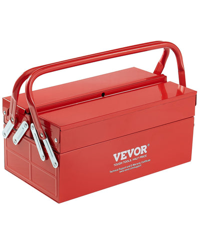 VEVOR Tool Box 14-inch 2-Tier 3-Tray Folding Cantilever Toolbox with Handle 