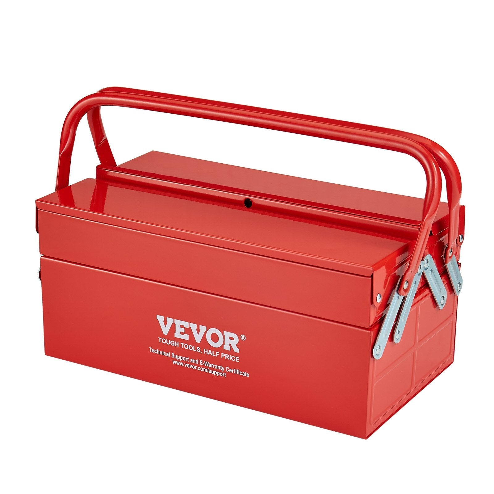 VEVOR Tool Box 14-inch 2-Tier 3-Tray Folding Cantilever Toolbox with Handle 