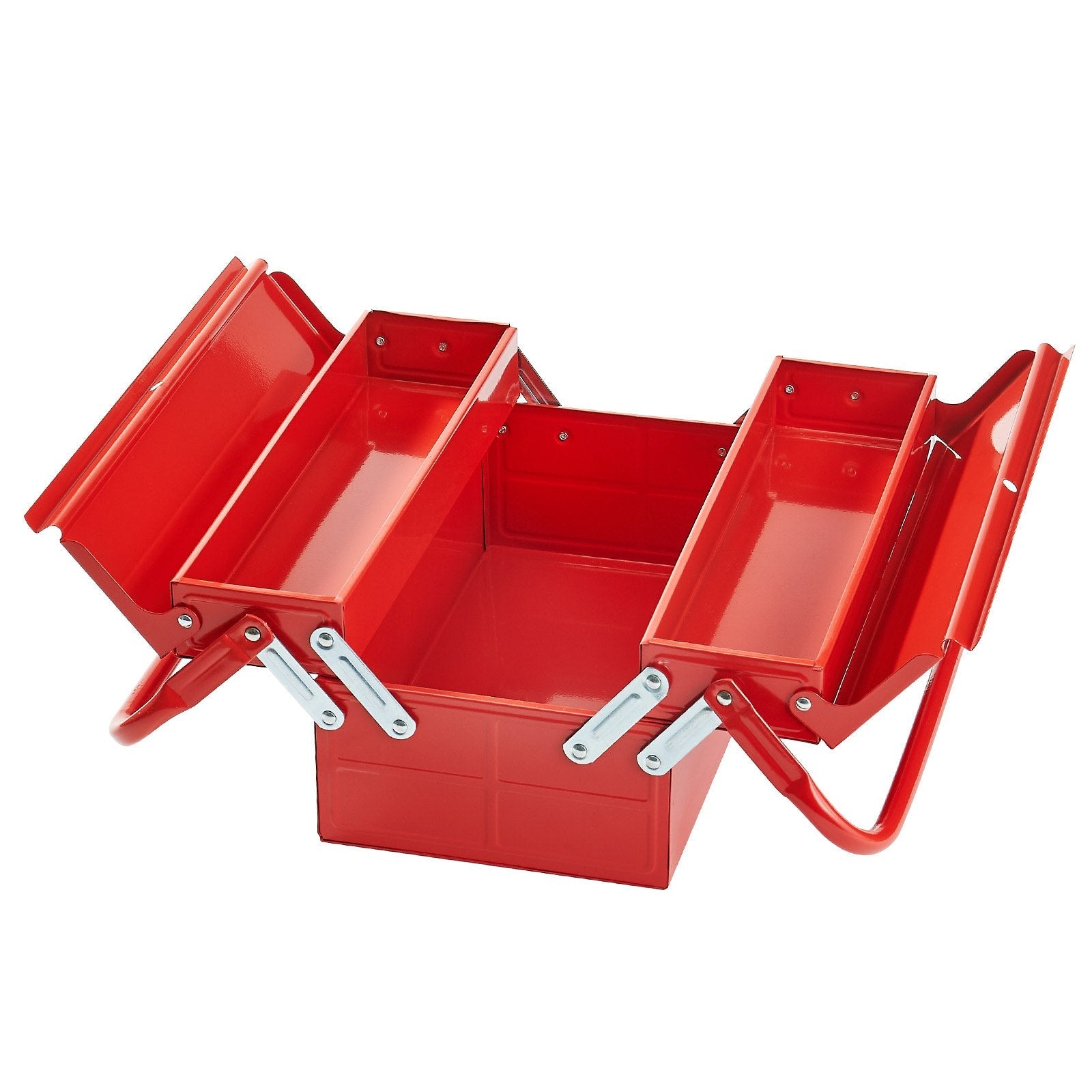 VEVOR Tool Box 14-inch 2-Tier 3-Tray Folding Cantilever Toolbox with Handle 