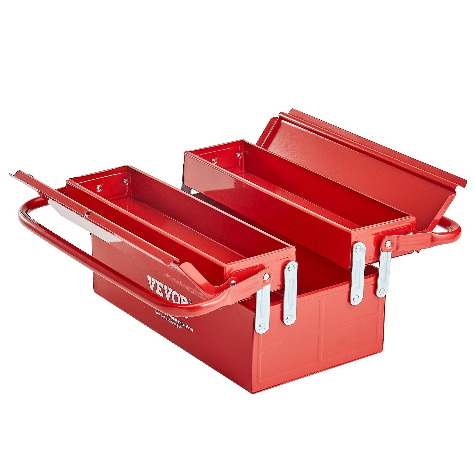 VEVOR Tool Box 14-inch 2-Tier 3-Tray Folding Cantilever Toolbox with Handle 