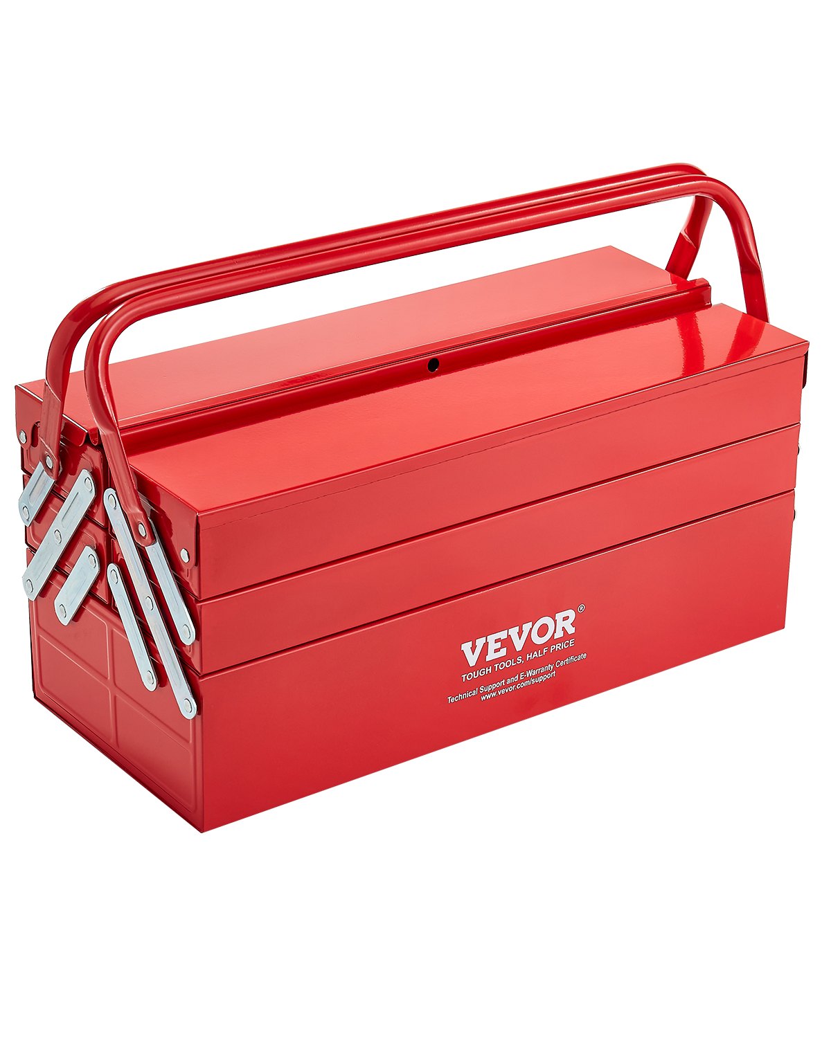 VEVOR Tool Box 18-inch 3-Tier 5-Tray Folding Cantilever Toolbox with Handle 
