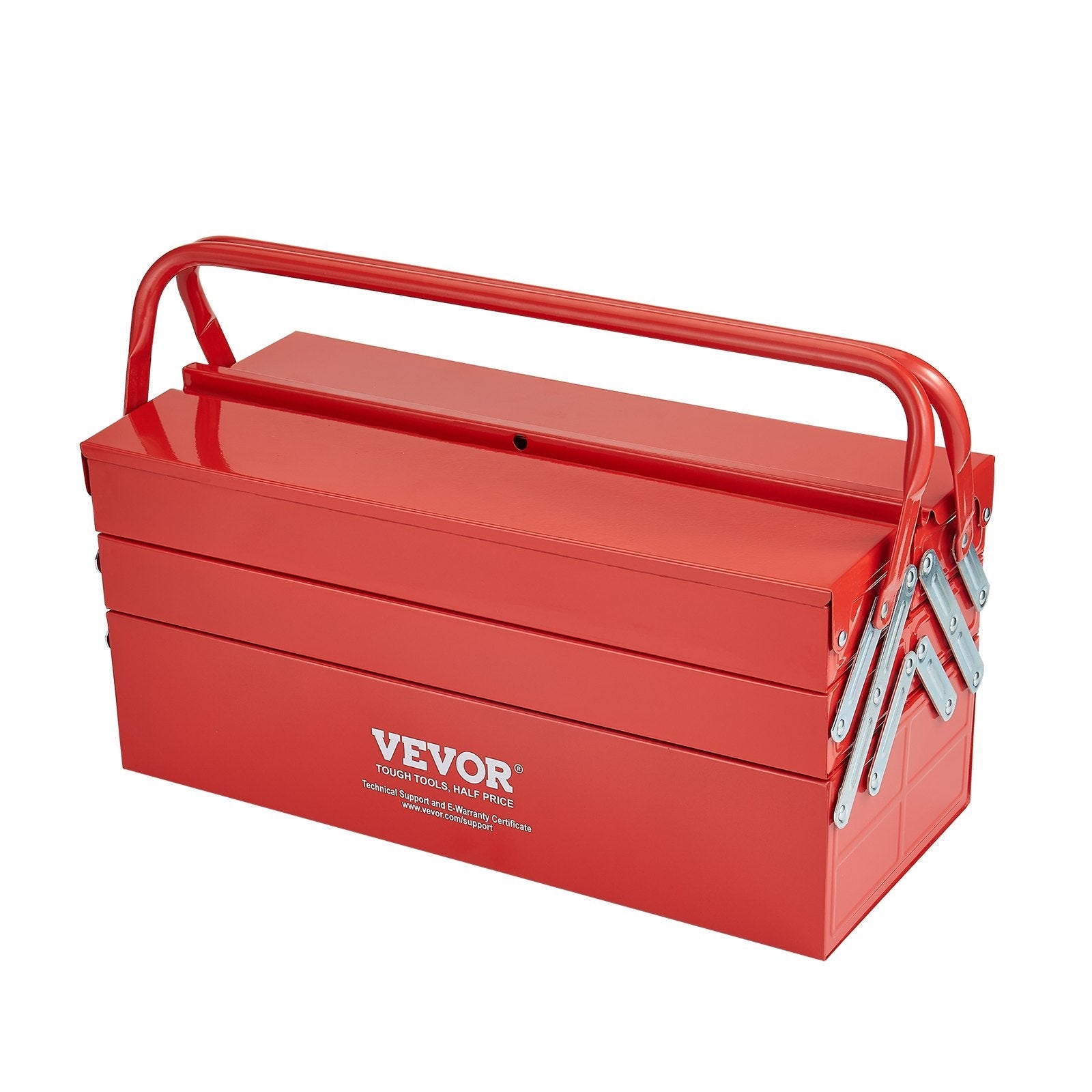 VEVOR Tool Box 18-inch 3-Tier 5-Tray Folding Cantilever Toolbox with Handle 