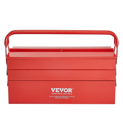 VEVOR Tool Box 18-inch 3-Tier 5-Tray Folding Cantilever Toolbox with Handle 