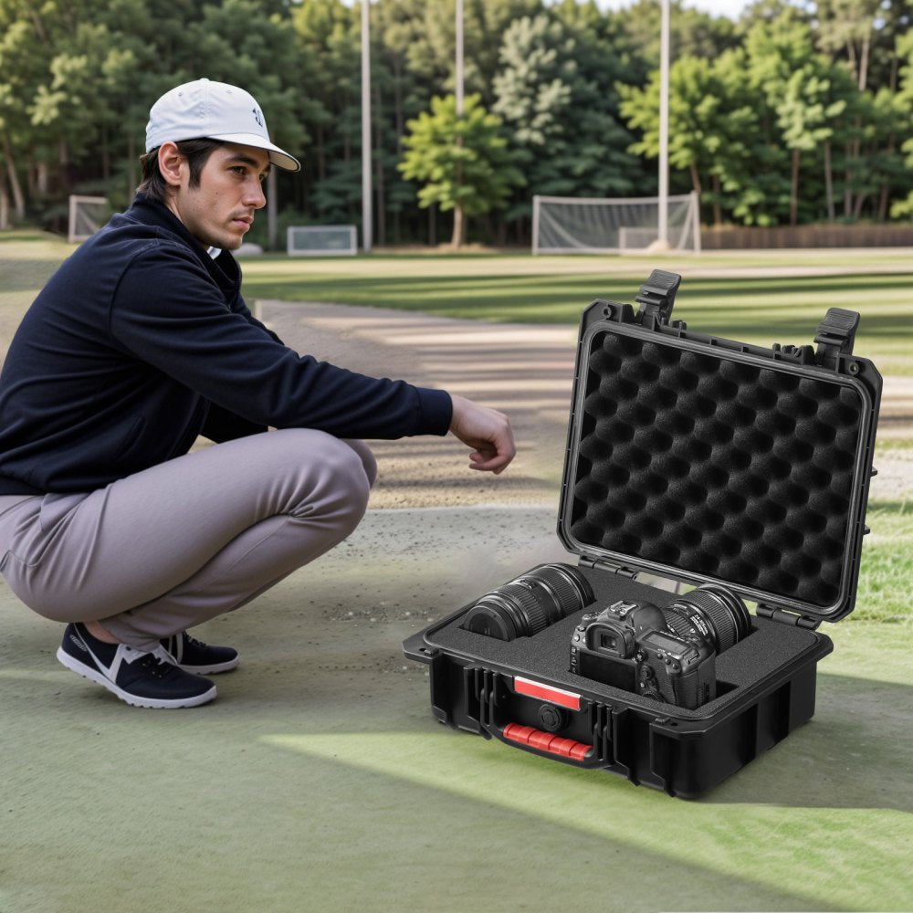 VEVOR 0.56 Cu.ft Weatherproof Hard Case with Handle Clips Padlock Holes PU Foam 