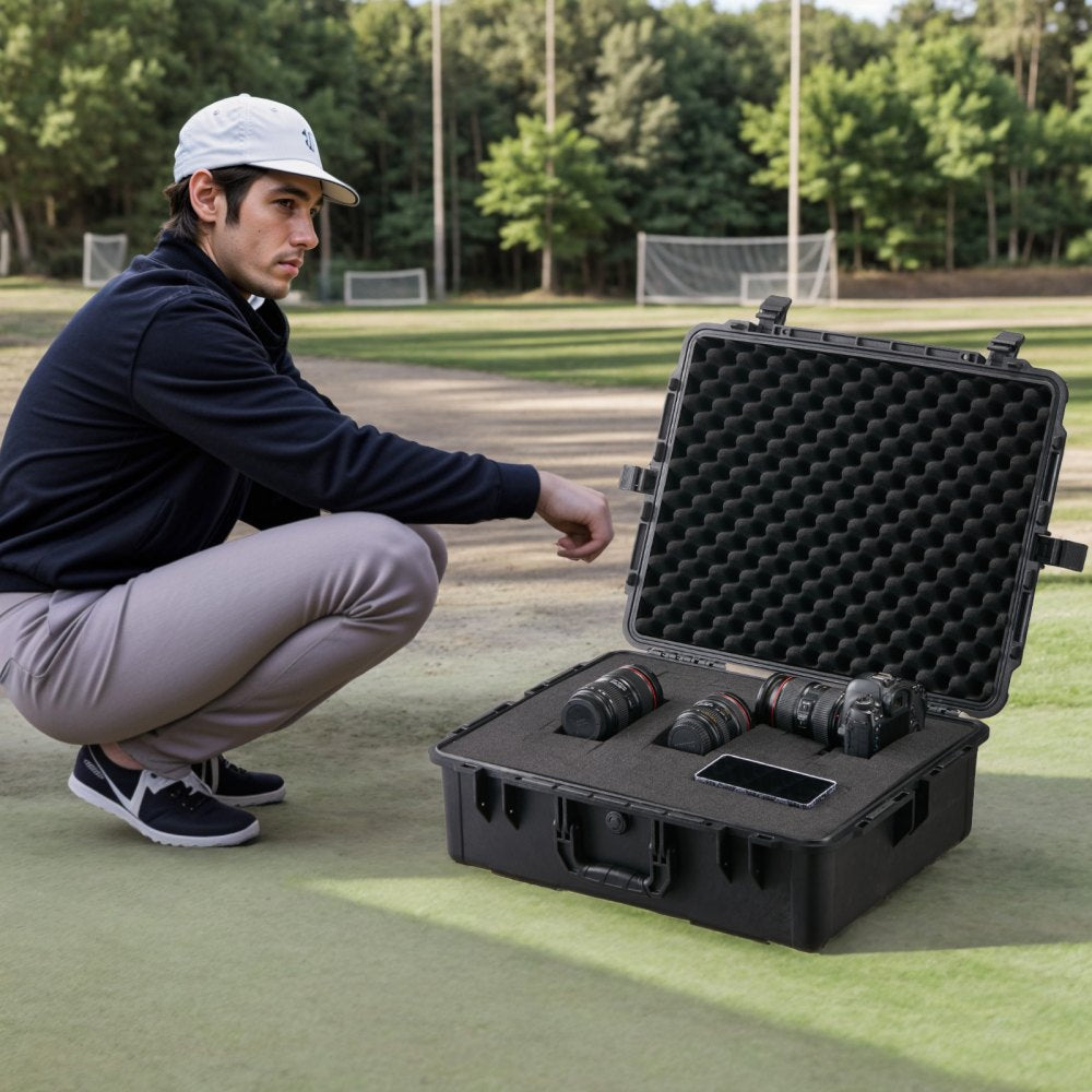 VEVOR 2.4 Cu.ft Weatherproof Hard Case with Handle Clips Padlock Holes Foam 