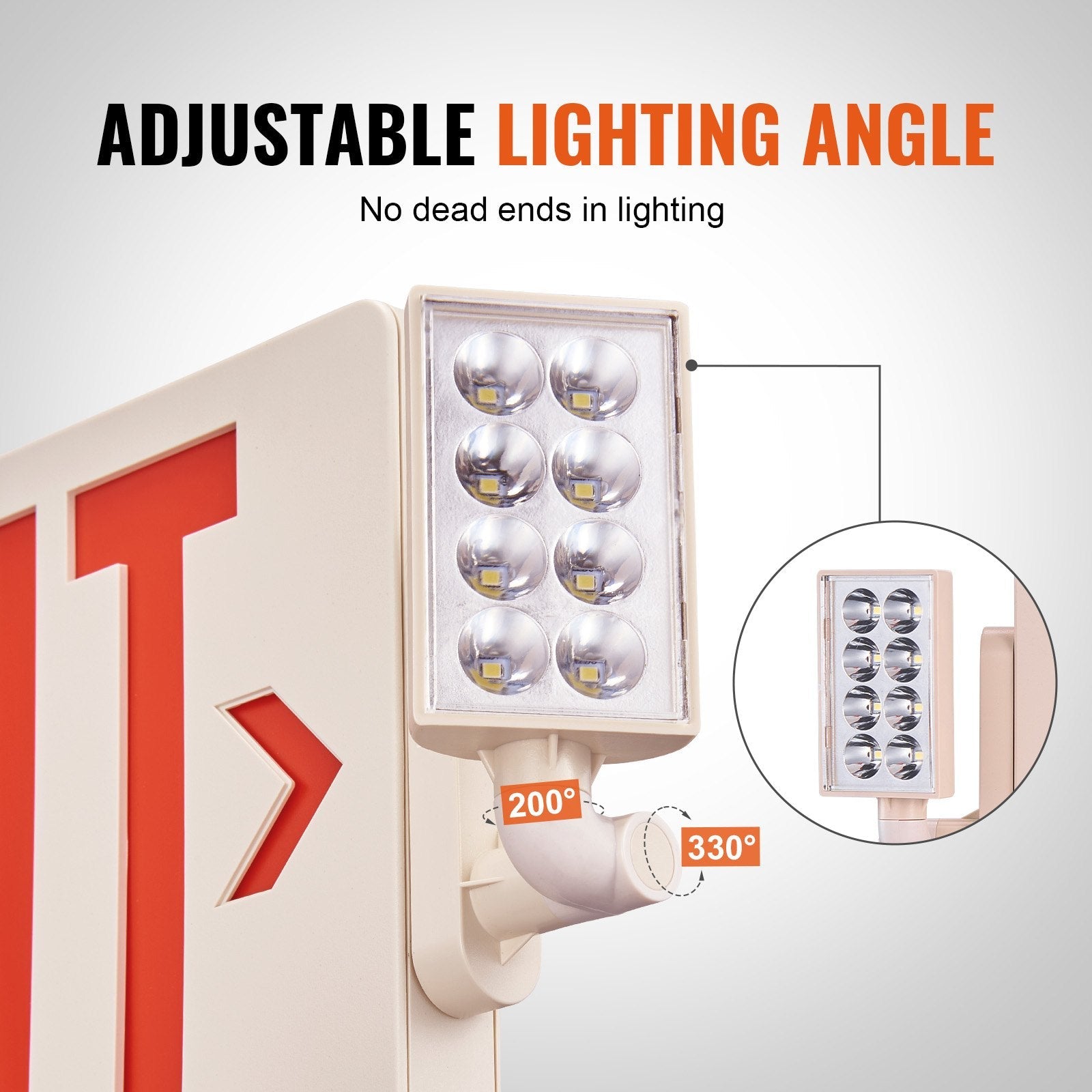 VEVOR LED Exit Sign with Emergency Lights, Two Heads Emergency Exit Light with Battery Backup, Combo Red Letter Fire Exit Lighting, Commercial Exit Signs for Business, White Tested to UL Standards 
