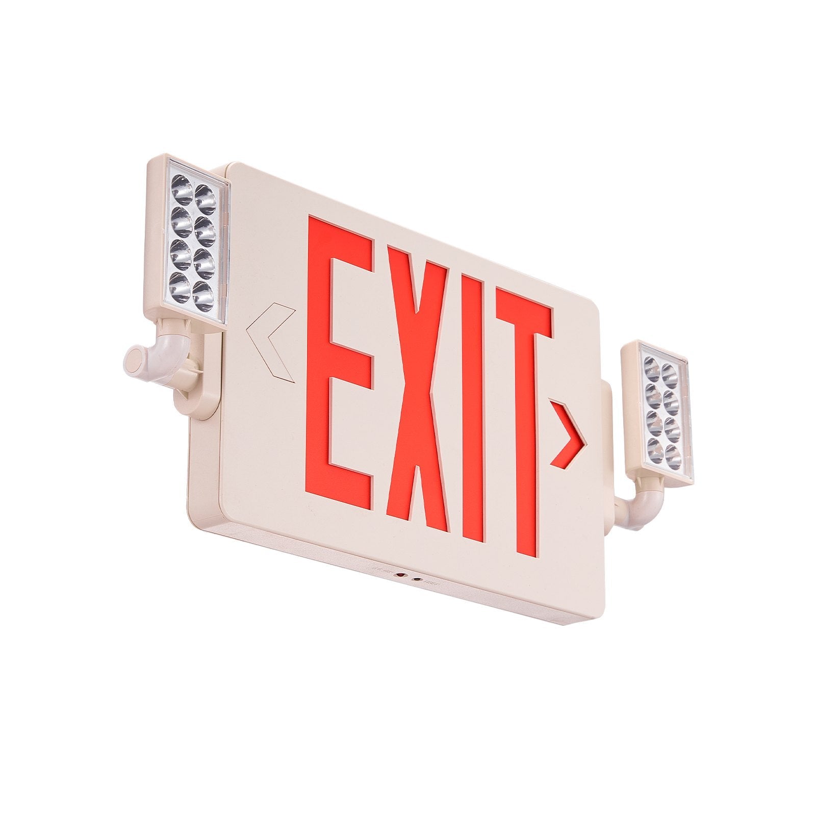 VEVOR LED Exit Sign with Emergency Lights, Two Heads Emergency Exit Light with Battery Backup, Combo Red Letter Fire Exit Lighting, Commercial Exit Signs for Business, White Tested to UL Standards 