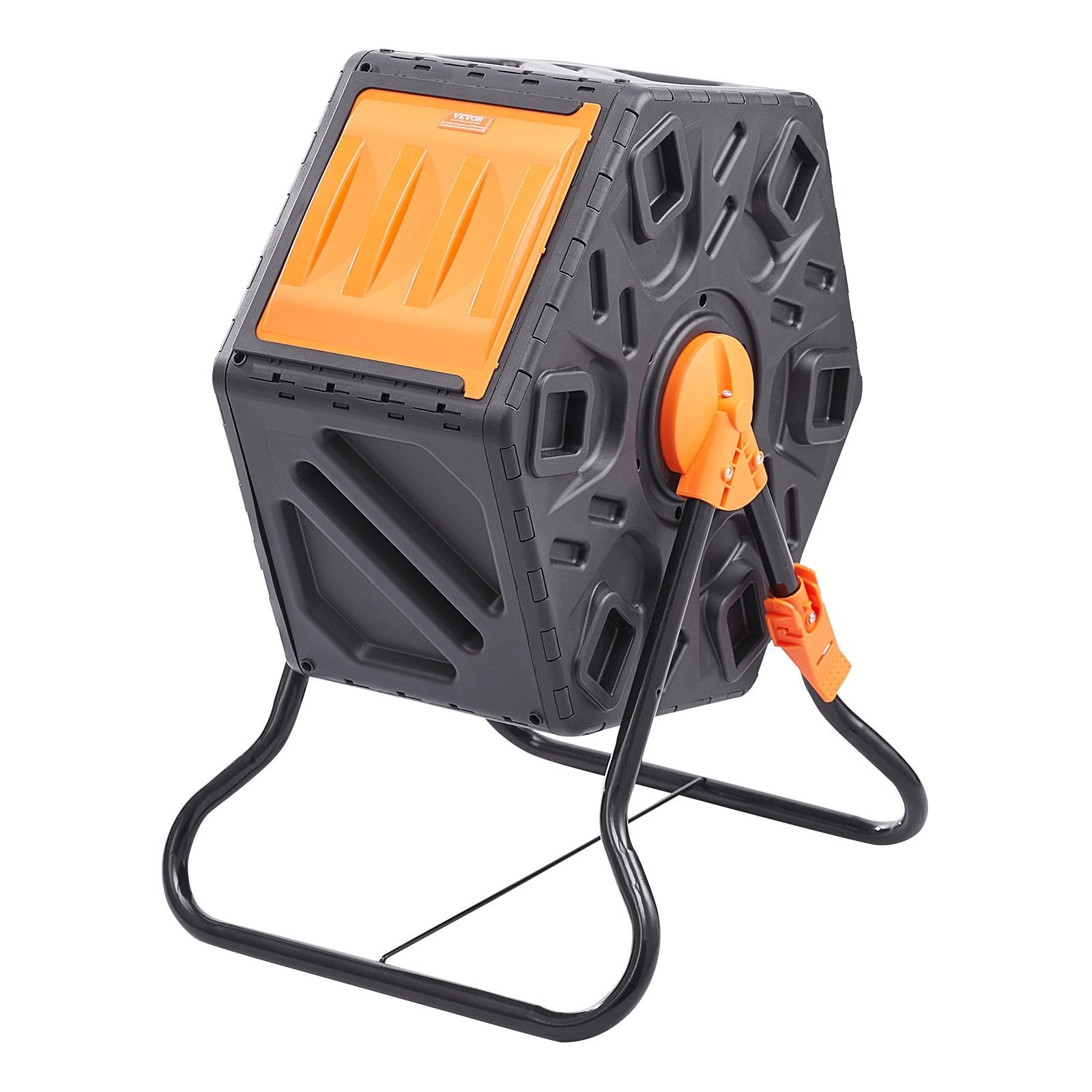 VEVOR Compost Bin, 18.5-Gal Small Composting Tumbler, Compact Single Rotating Chamber with Sliding Door and Steel Frame, BPA Free Composter Bin Tumbler for Garden, Kitchen, Yard, Outdoor 