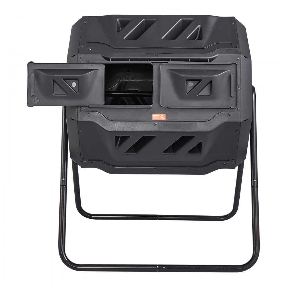 VEVOR Compost Bin, 43-Gal Dual Chamber Composting Tumbler, Large Tumbling Rotating Composter with 2 Sliding Doors and Steel Frame, BPA Free Composter Bin Tumbler for Garden, Kitchen, Yard, Outdoor 