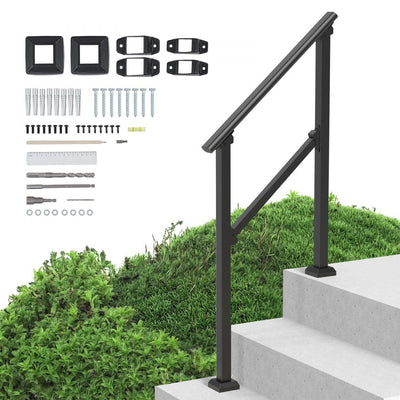 VEVOR 2-3 Handrails for Outdoor for Seniors Porch Deck Black Square Tube Steel 