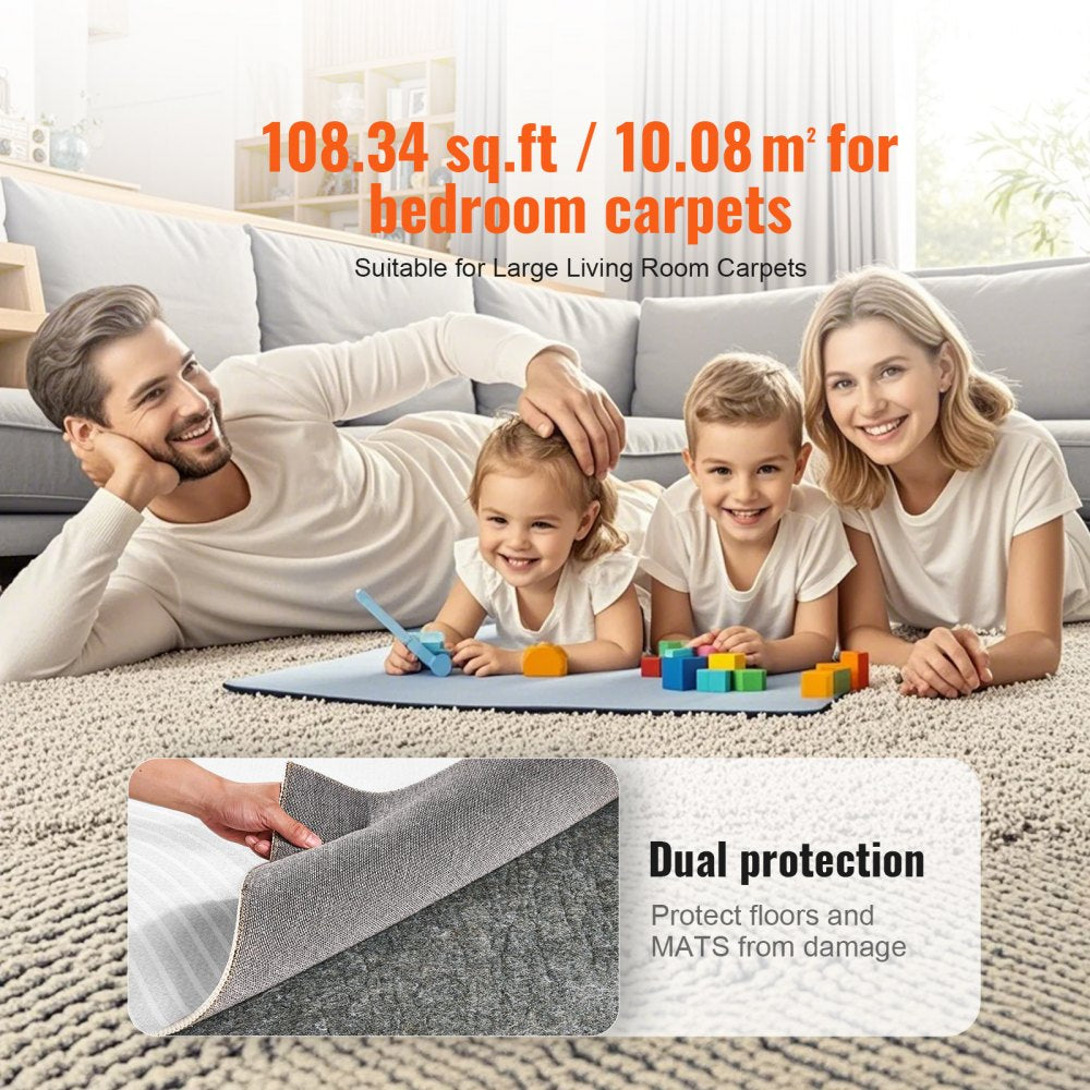 VEVOR Non Slip Rug Pad Gripper 9' x 12' Carpet Mat 0.24" Thick for All Floor 