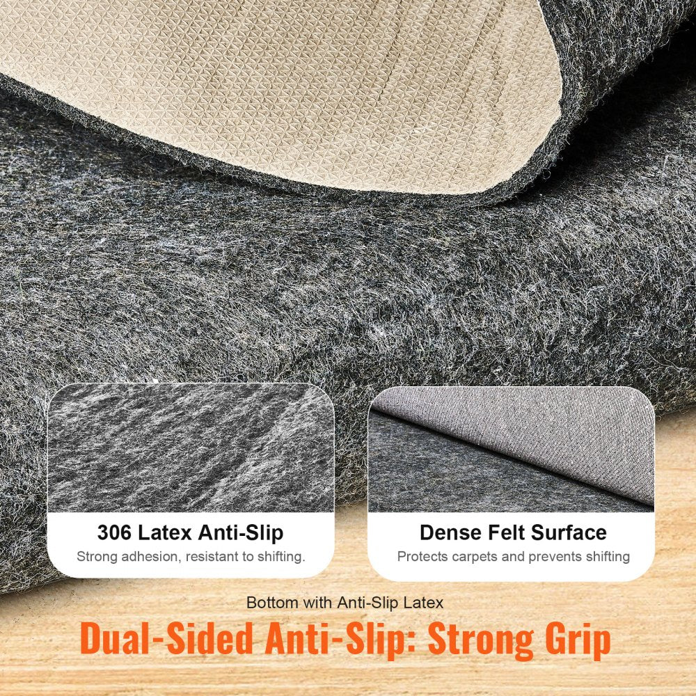 VEVOR Non Slip Rug Pad Gripper 25 x 94.5 in 0.24" Carpet Mat Thick for Floor 