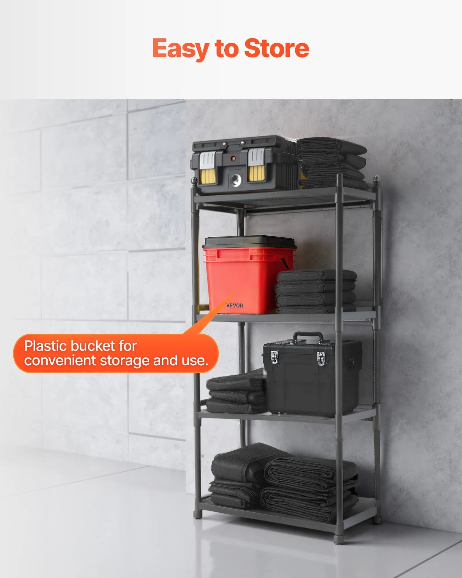 VEVOR Flood Barrier, 10 Pack, 5 x 0.7 ft Flood Bags with Bucket, Reusable Water Absorbent Barrier Activated by Water, Sandless Sandbags Blockage, Flooding Prevention Bags for Basement, Garage, Doorway 