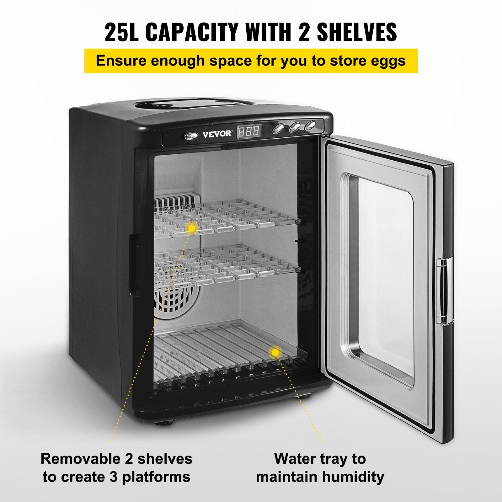 VEVOR Reptile Incubator 25L Digital Egg Incubator 2-60°C for Small Reptiles 