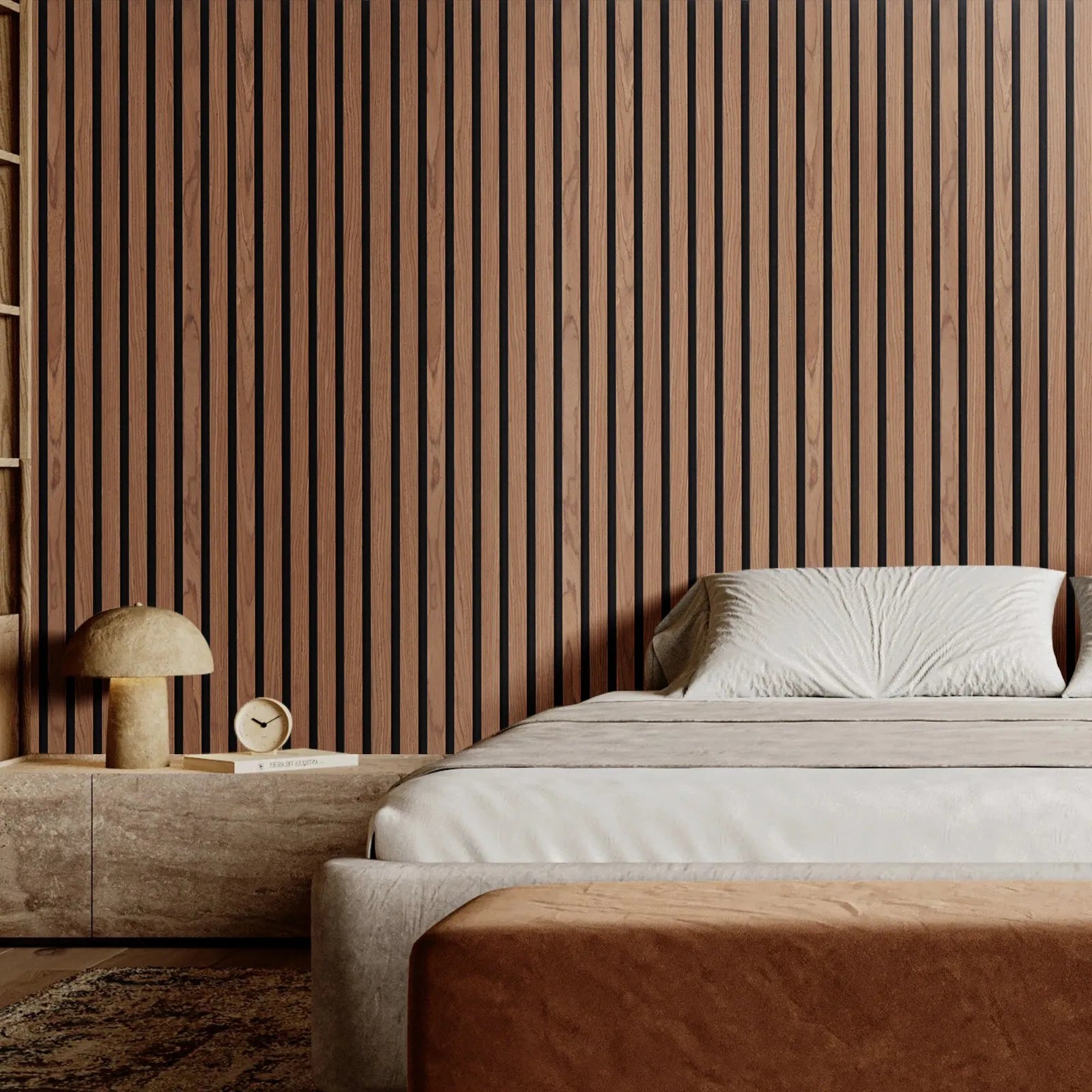VEVOR Wood Slat Acoustic Panels 7.9 x 94.5 inch for Modern Wall Decor Walnut