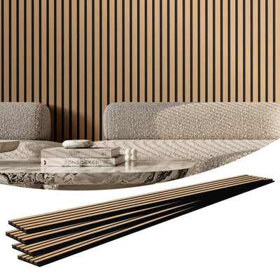 VEVOR Wood Slat Acoustic Panels 7.9 x 94.5 inch for Modern Wall Decor Light Oak 