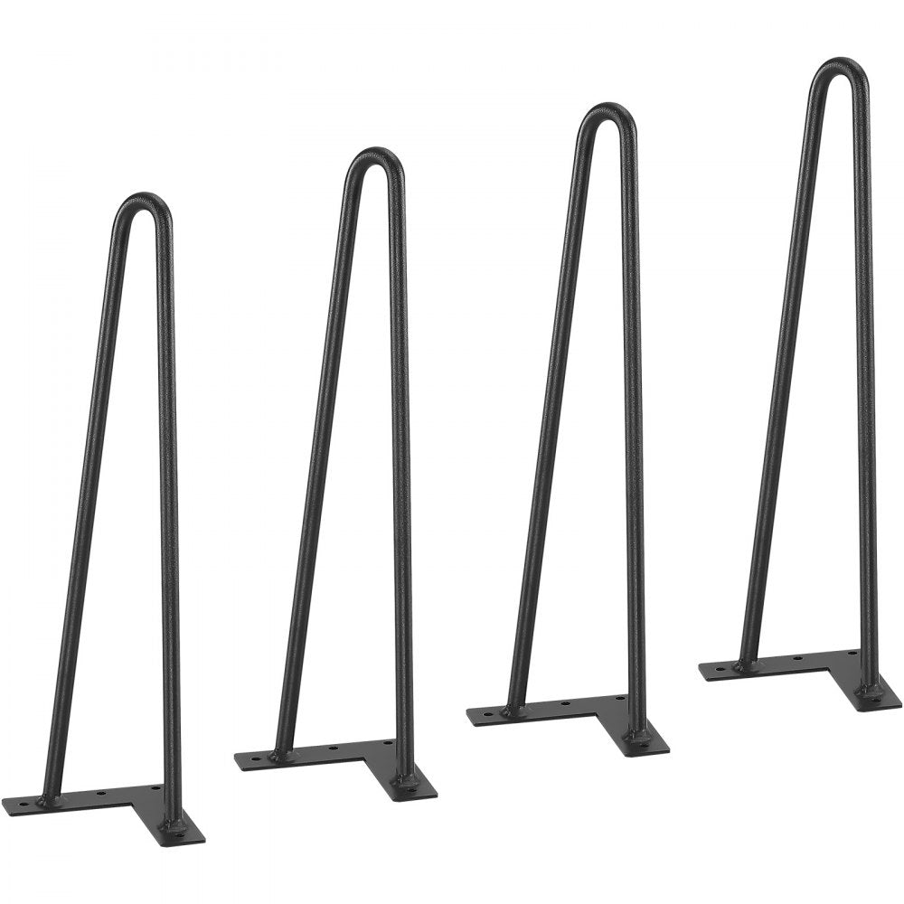 VEVOR 16" Hairpin Furniture Legs, Metal Home DIY Projects for Nightstand, Coffee Table, Desk, 500lbs Load Capacity with Rubber Floor Protectors, Metal Heavy Duty Sturdy Modern Table Legs, 4PCS Black 