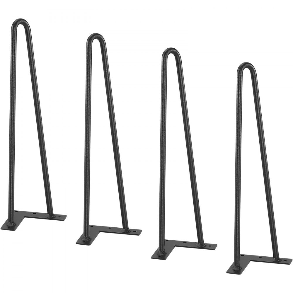 VEVOR 16" Hairpin Furniture Legs, Metal Home DIY Projects for Nightstand, Coffee Table, Desk, 500lbs Load Capacity with Rubber Floor Protectors, Metal Heavy Duty Sturdy Modern Table Legs, 4PCS Black 