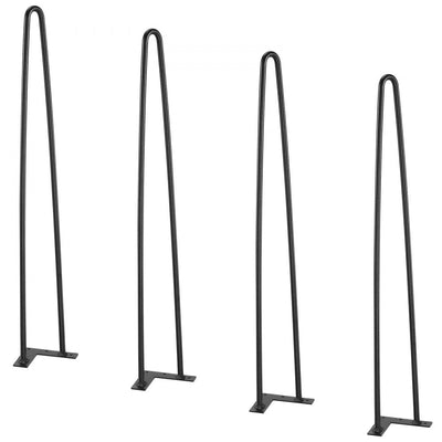 VEVOR 28" Hairpin Furniture Legs, Metal Home DIY Projects for Nightstand, Coffee Table, Desk, 500lbs Load Capacity with Rubber Floor Protectors, Metal Heavy Duty Sturdy Modern Table Legs, 4PCS Black 