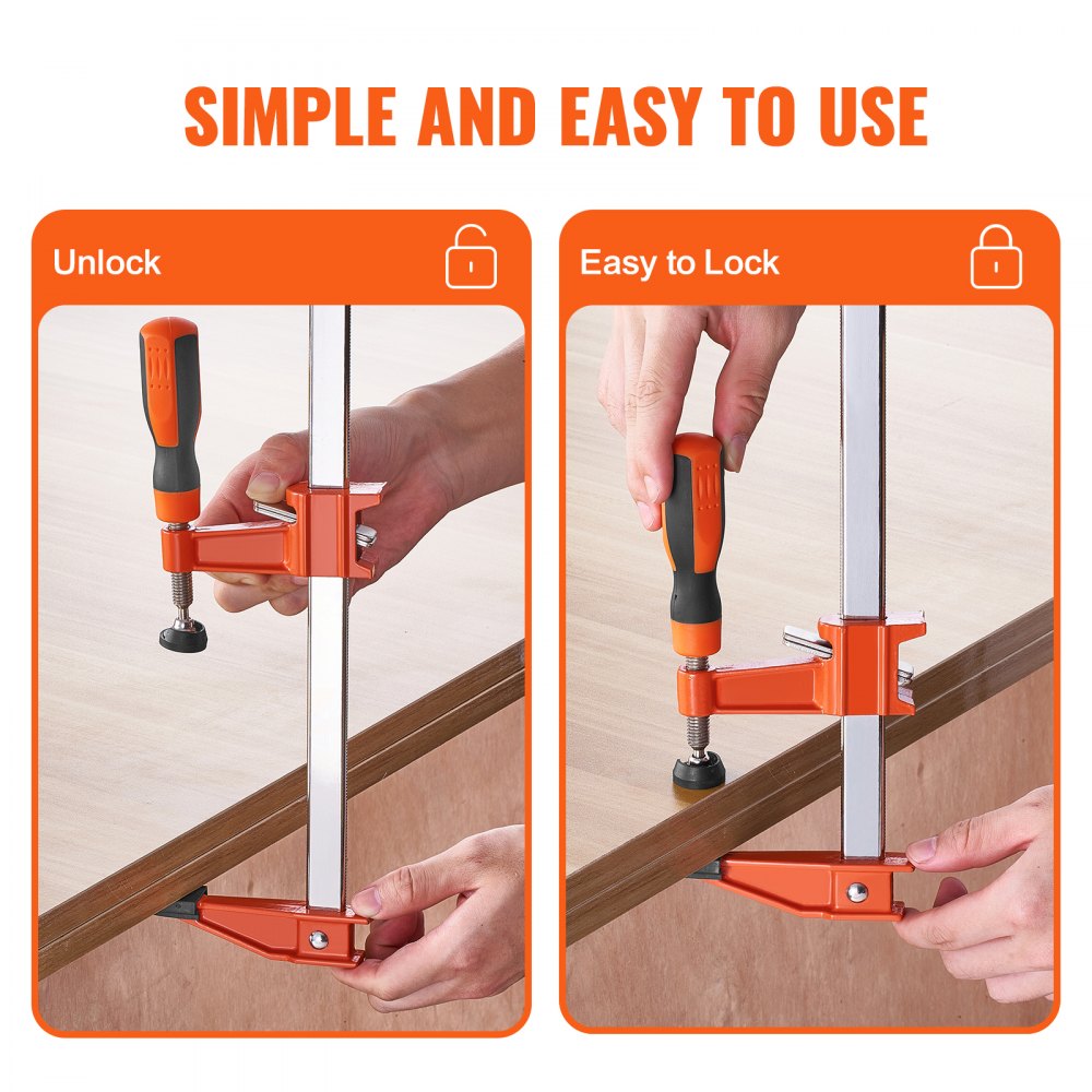 VEVOR Bar Clamps for Woodworking, 2-Pack 36" Clamp/Spreader, Quick-Change F Clamp with 600 lbs Load Limit, 2.5" Throat Depth, Cast Iron and Carbon Steel, Wood Clamps for Woodworking Metal Working 