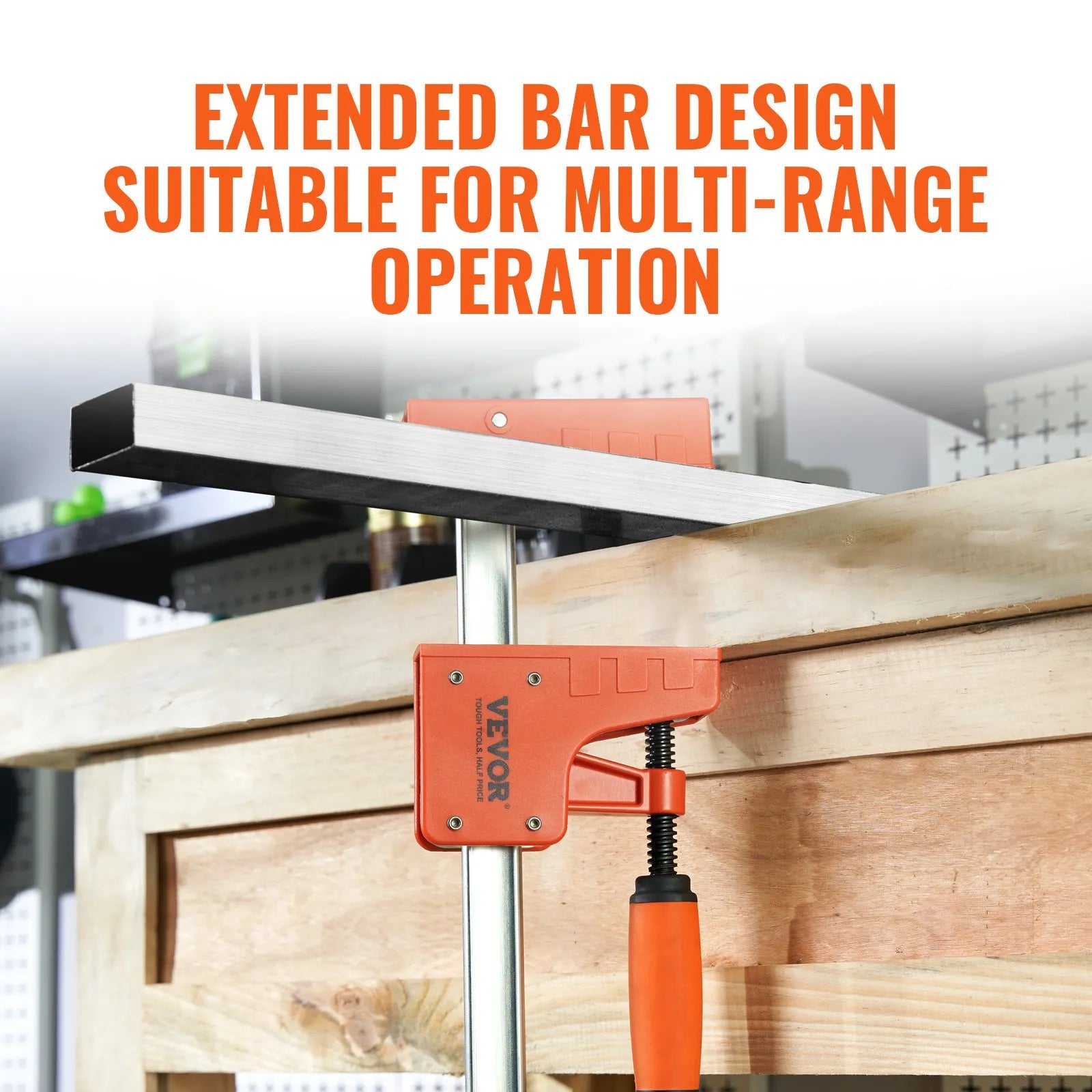 VEVOR Bar Clamps for Woodworking, 2-Pack 50" Parallel Clamp Set, F Clamp with 1100 lbs Load Limit, Even Pressure, High-strength Plastic and Carbon Steel, Wood clamps for Woodworking Metal Working