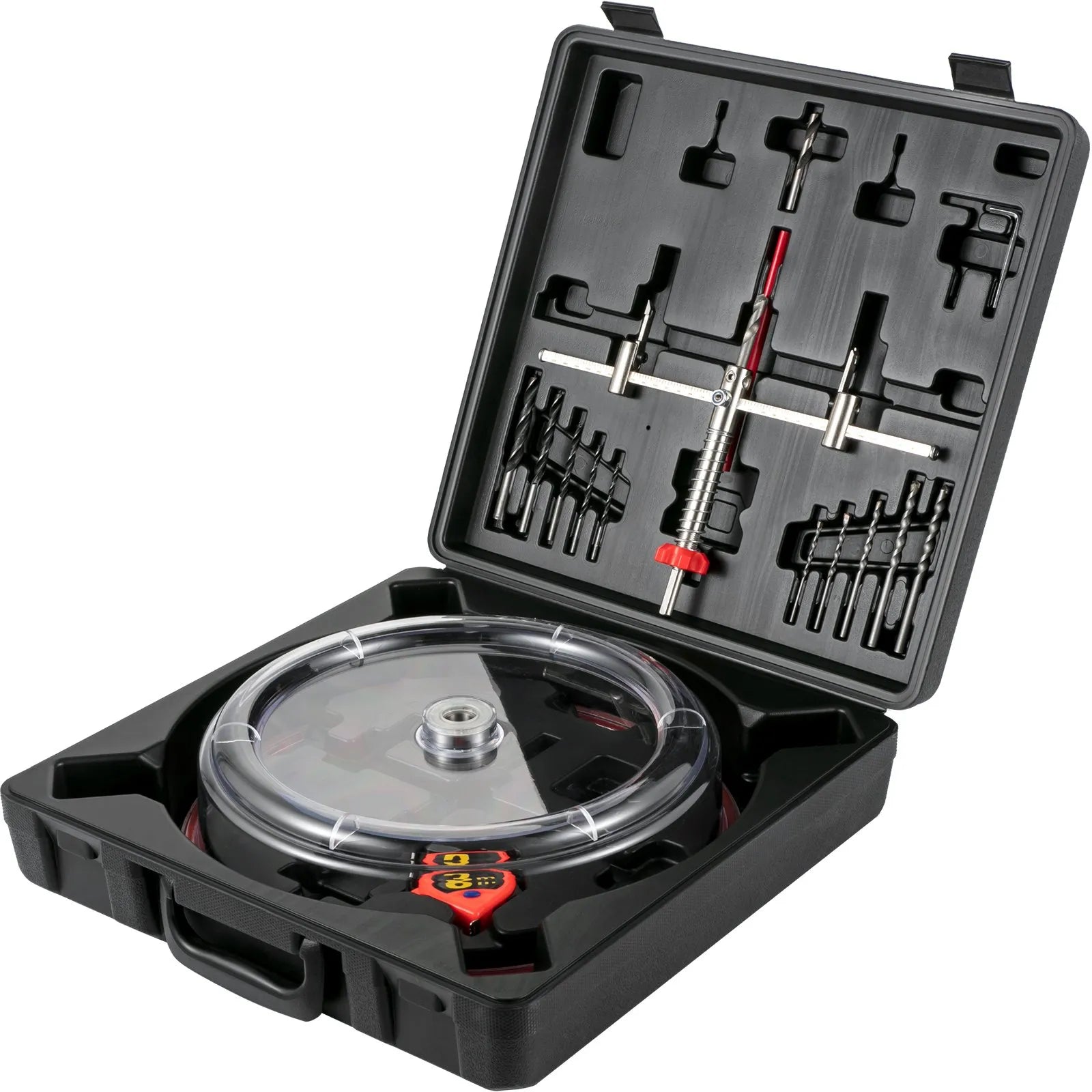 VEVOR Adjustable Hole Saw Cutter Kit, 1-5/8\" to 11-13 /16\" (40-300 mm), Recessed Hole Saw with PC Dust Shield, Two Replaceable Pilot Drill Bits, for Recessed Lights, Ceiling Speakers, Vent Holes