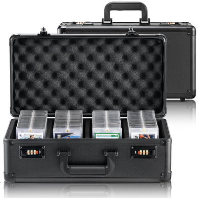 VEVOR Graded Card Storage Box, 4 Slots, Graded Sports Cards Holder Carrying Case with Coded Lock Foam Dividers, for 120 PSA Graded Cards 84 BGS Cards 96 SGC Cards 428 Top Loaders or 999+ Loose Cards 