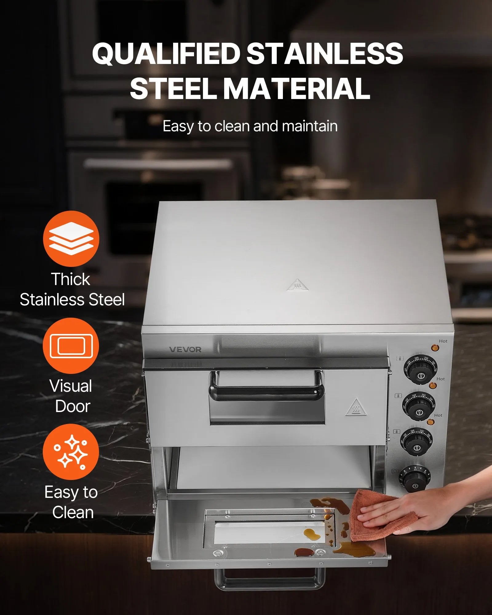 VEVOR Commercial Countertop Pizza Oven Electric Pizza Oven for 14" Pizza Indoor