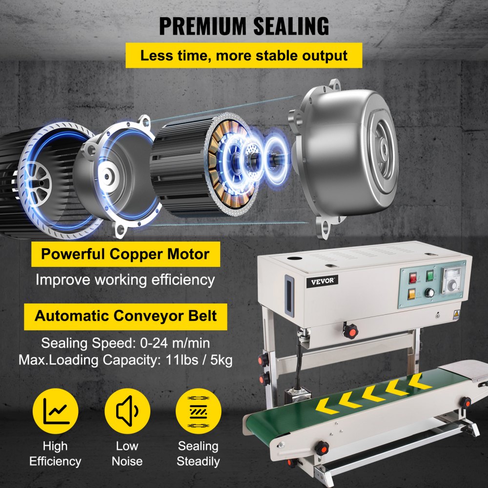 Automatic Continuous Band Sealer Vertical Bag Sealing Machine Stainless Steel 