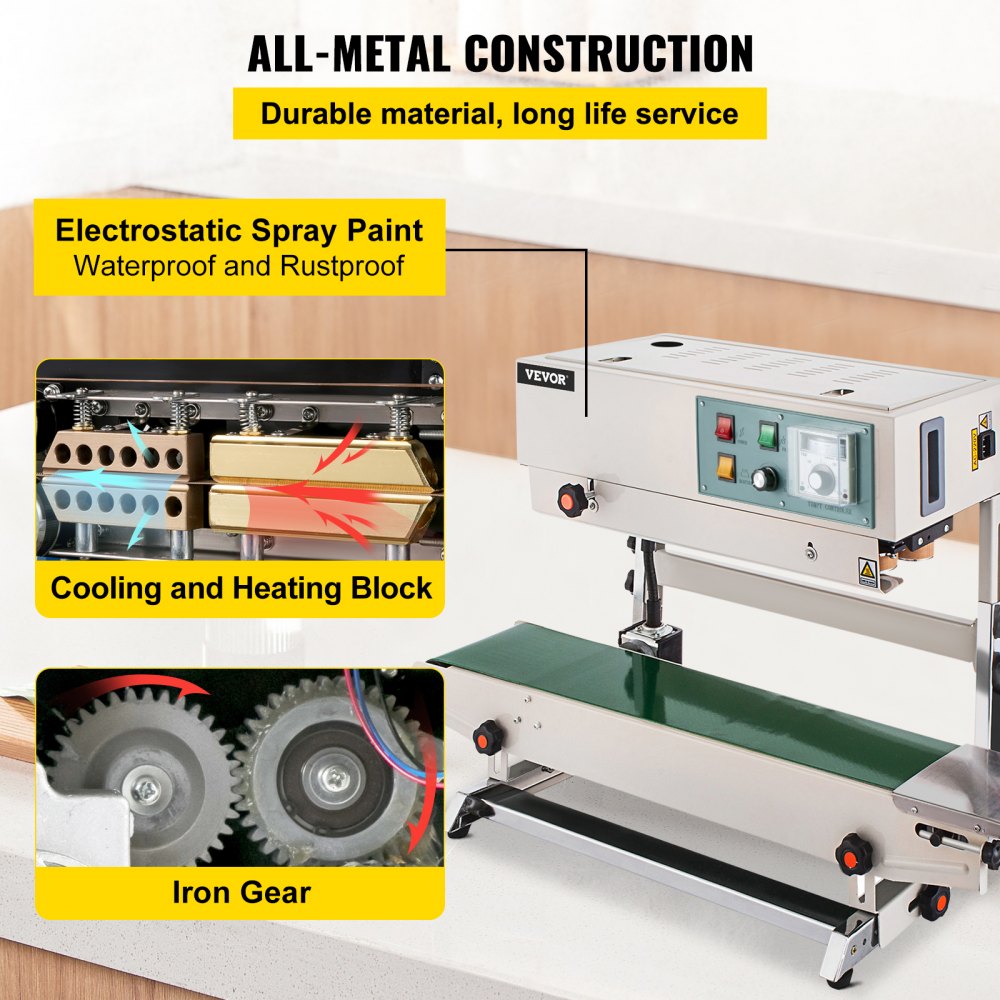 Automatic Continuous Band Sealer Vertical Bag Sealing Machine Stainless Steel 
