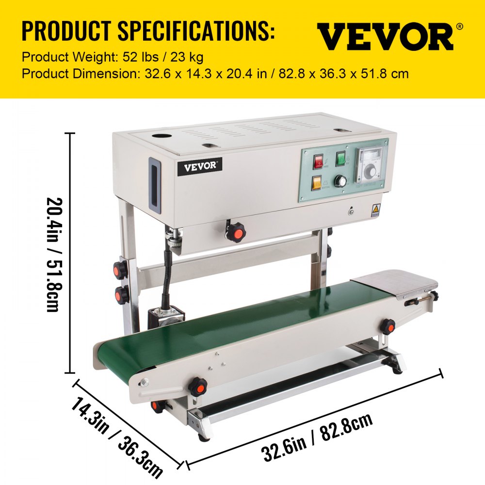 Automatic Continuous Band Sealer Vertical Bag Sealing Machine Stainless Steel 