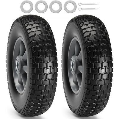 VEVOR Solid PU Run-Flat Tire Wheel, 10", 2-Pack, 180 lbs Dynamic Load, 220 lbs Static Load, Flat Free Tubeless Tires and Wheels for Hand Truck, Utility Cart, Dollies, Garden Trailers, Various Carts 