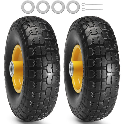 VEVOR Solid PU Run-Flat Tire Wheel, 10", 2-Pack, 400 lbs Dynamic Load, 450 lbs Static Load, Flat Free Tubeless Tires and Wheels for Hand Truck, Utility Cart, Dollies, Garden Trailers, Various Carts 