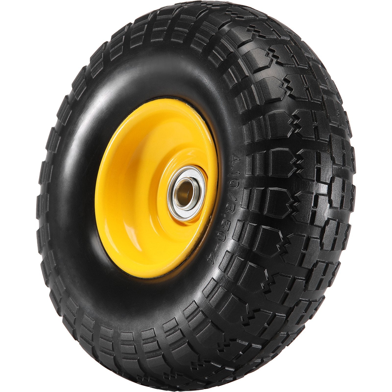 VEVOR Solid PU Run-Flat Tire Wheel, 10", 2-Pack, 400 lbs Dynamic Load, 450 lbs Static Load, Flat Free Tubeless Tires and Wheels for Hand Truck, Utility Cart, Dollies, Garden Trailers, Various Carts 