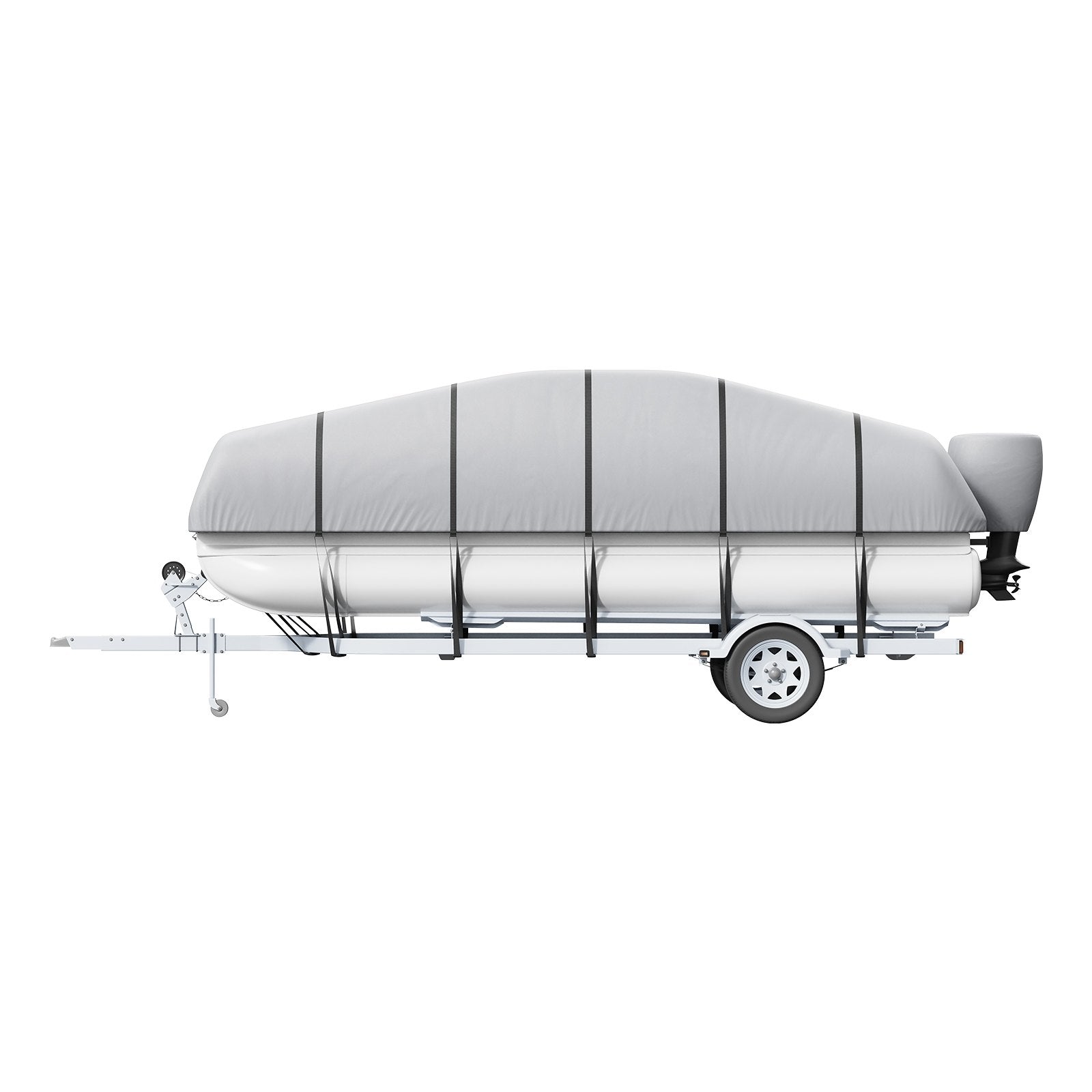 VEVOR Pontoon Boat Cover, 19'-20' Waterproof Trailerable Pontoon Cover, 800D Marine Grade PU Oxford Fabric, with Motor Cover, 16 Windproof Buckle Straps, Fits for 19'-20'L, Beam Width to 96", Grey 