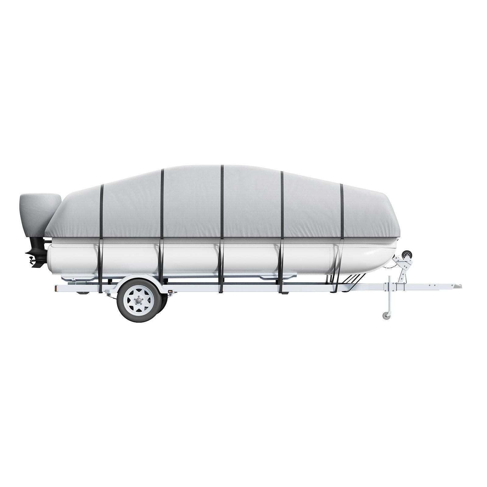 VEVOR Pontoon Boat Cover, 19'-20' Waterproof Trailerable Pontoon Cover, 800D Marine Grade PU Oxford Fabric, with Motor Cover, 16 Windproof Buckle Straps, Fits for 19'-20'L, Beam Width to 96", Grey 