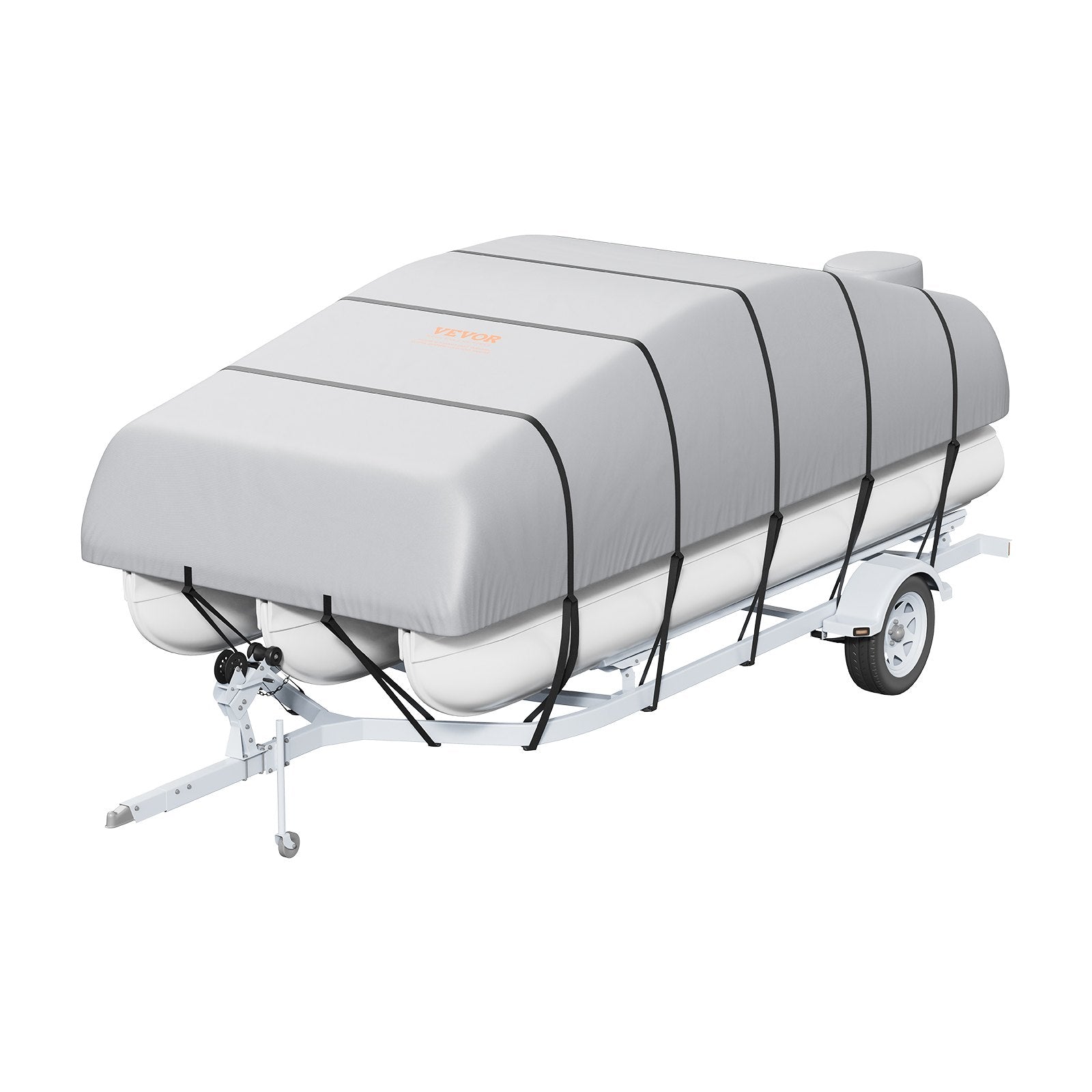 VEVOR Pontoon Boat Cover, 19'-20' Waterproof Trailerable Pontoon Cover, 800D Marine Grade PU Oxford Fabric, with Motor Cover, 16 Windproof Buckle Straps, Fits for 19'-20'L, Beam Width to 96", Grey 