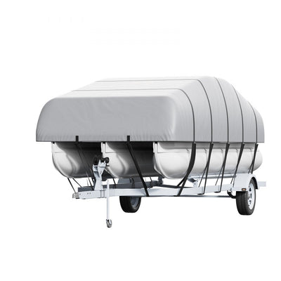 VEVOR Pontoon Boat Cover, 23'-24' Waterproof Trailerable Pontoon Cover, 800D Marine Grade PU Oxford Fabric, with Motor Cover, 16 Windproof Buckle Straps, Fits for 23'-24'L, Beam Width to 102", Grey 