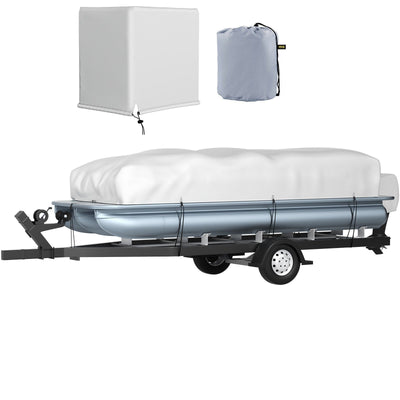 VEVOR Pontoon Boat Cover, Fit for 25'-28' Boat, Heavy Duty 600D Marine Grade Oxford Fabric, UV Resistant Waterproof Trailerable Boat Cover w/ 2 Support Poles and 7 Wind-proof Straps, Gray 