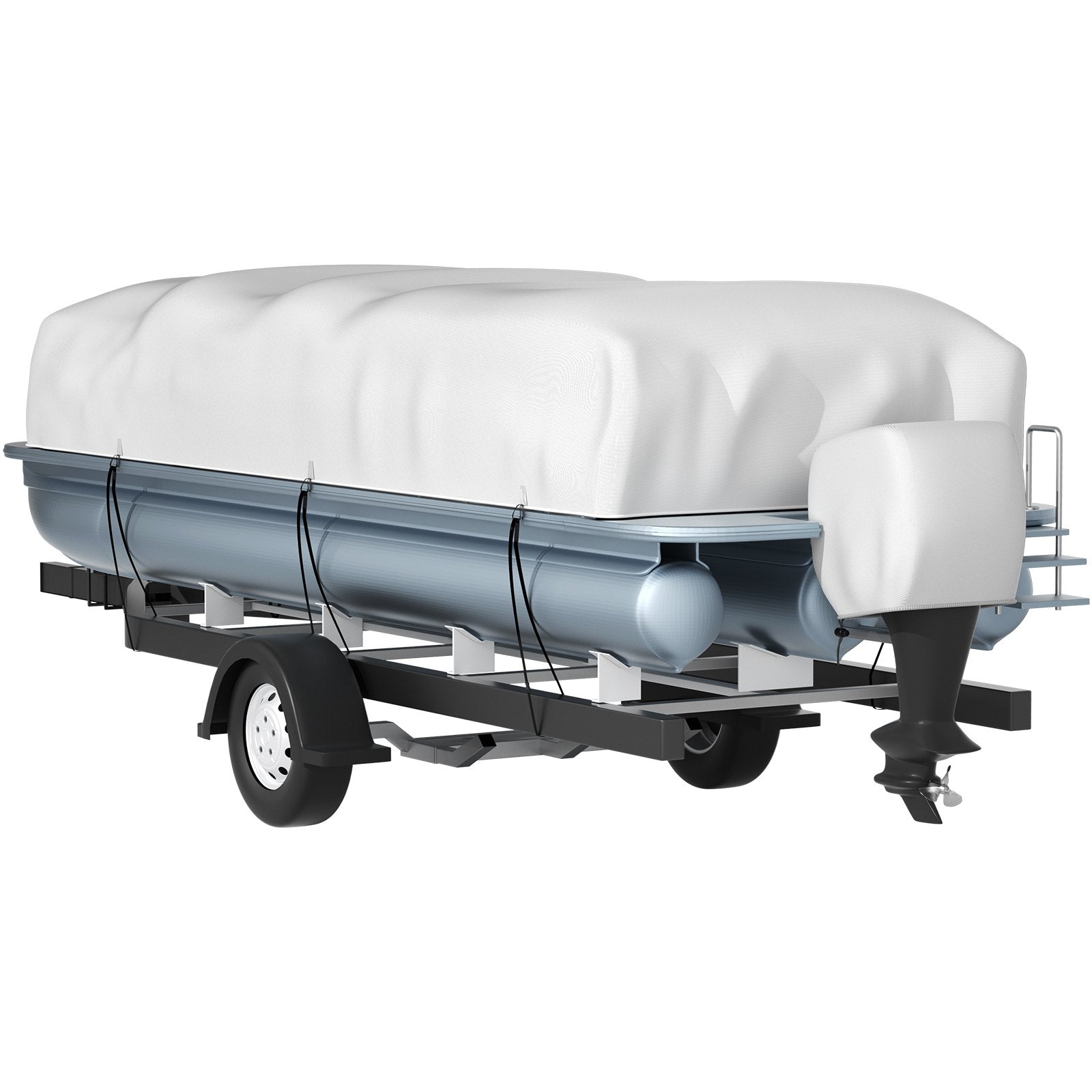 VEVOR Pontoon Boat Cover, Fit for 25'-28' Boat, Heavy Duty 600D Marine Grade Oxford Fabric, UV Resistant Waterproof Trailerable Boat Cover w/ 2 Support Poles and 7 Wind-proof Straps, Gray 