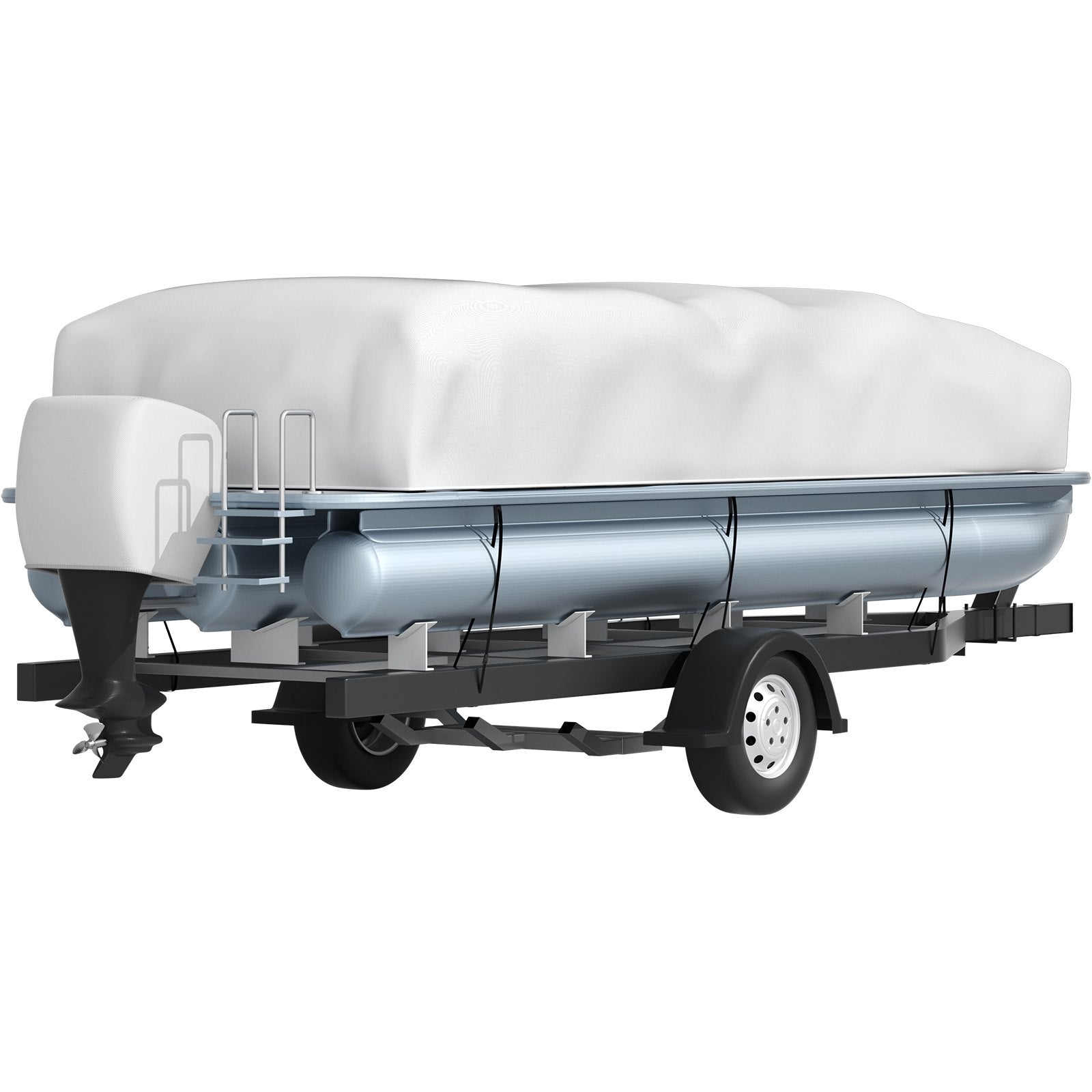 VEVOR Pontoon Boat Cover, Fit for 25'-28' Boat, Heavy Duty 600D Marine Grade Oxford Fabric, UV Resistant Waterproof Trailerable Boat Cover w/ 2 Support Poles and 7 Wind-proof Straps, Gray 