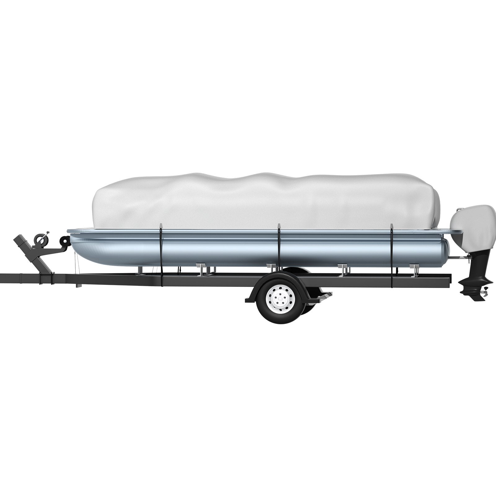 VEVOR Pontoon Boat Cover, Fit for 25'-28' Boat, Heavy Duty 600D Marine Grade Oxford Fabric, UV Resistant Waterproof Trailerable Boat Cover w/ 2 Support Poles and 7 Wind-proof Straps, Gray 