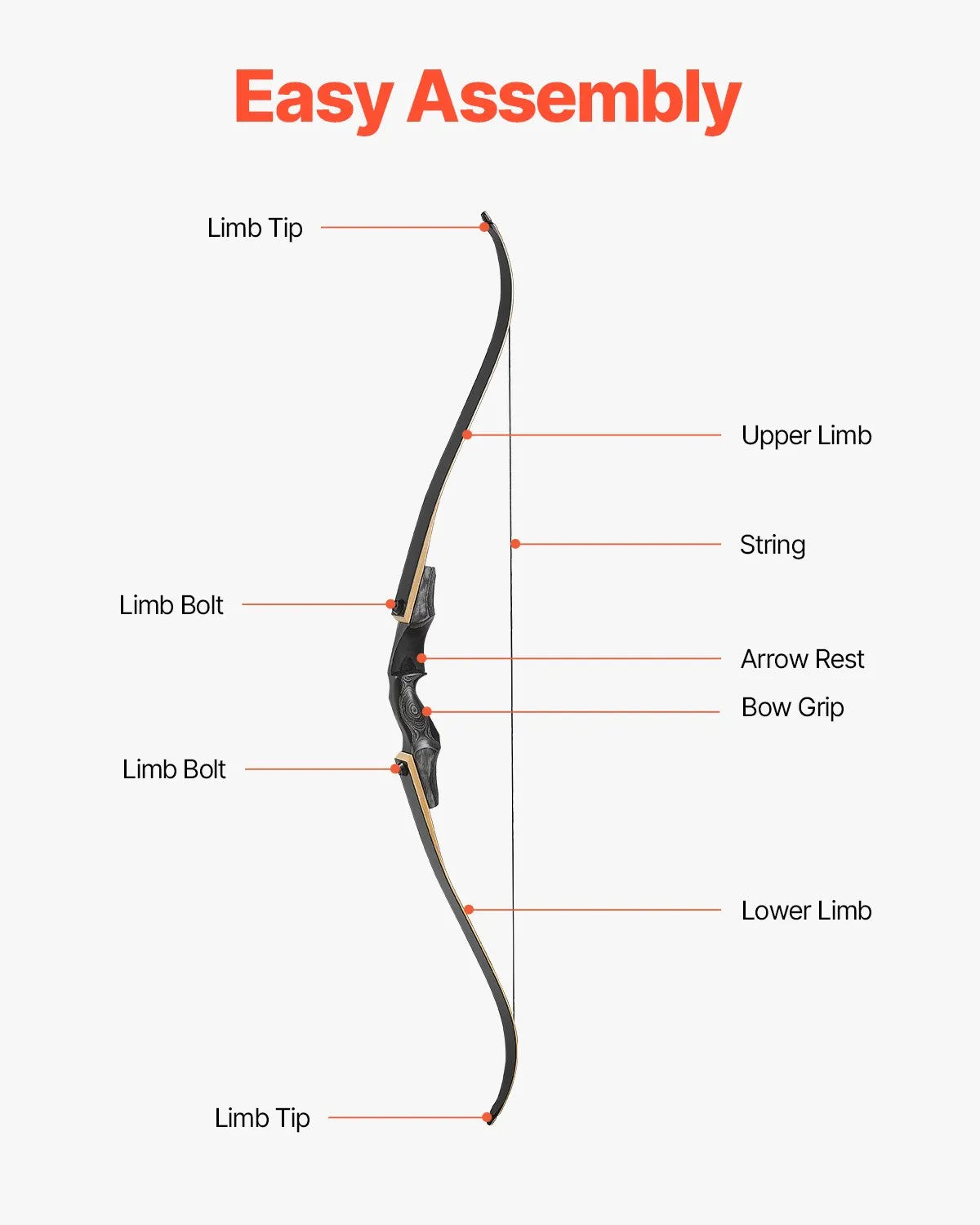 VEVOR Recurve Bow and Arrows Kit, 60 inch Wooden Takedown Bows, Right Handed Ergonomic Archery Recurve Bow Package, Longbow for Outdoor Target Training Practice Hunting, Beginners to Advanced, 50 lbs 