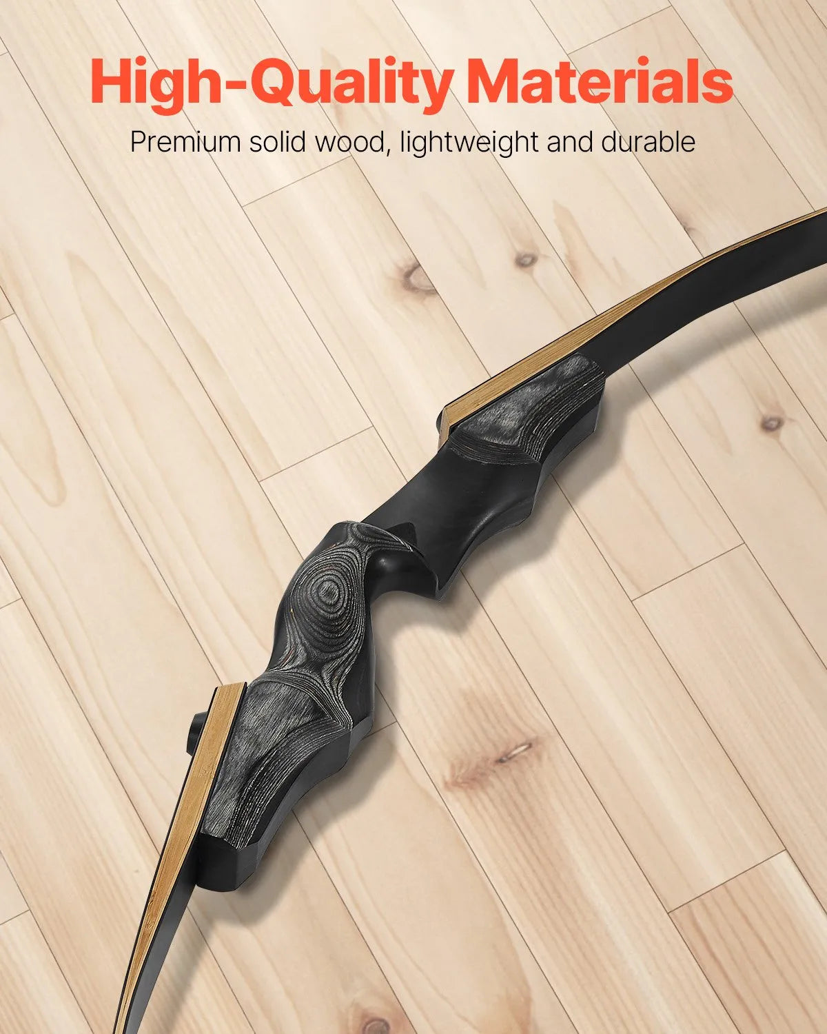 VEVOR Recurve Bow and Arrows Kit, 60 inch Wooden Takedown Bows, Right Handed Ergonomic Archery Recurve Bow Package, Longbow for Outdoor Target Training Practice Hunting, Beginners to Advanced, 50 lbs 