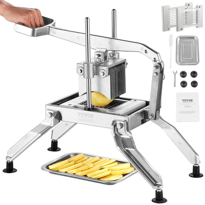 VEVOR Commercial Vegetable Slicer, 1/4 and 1/2 inch Tomato Slicer, Stainless Steel and Aluminum Alloy Vegetable Cutter Slicer, Manual Tomato Slicer with Non-slip Feet, for Tomatoes, Onions, Potatoes 