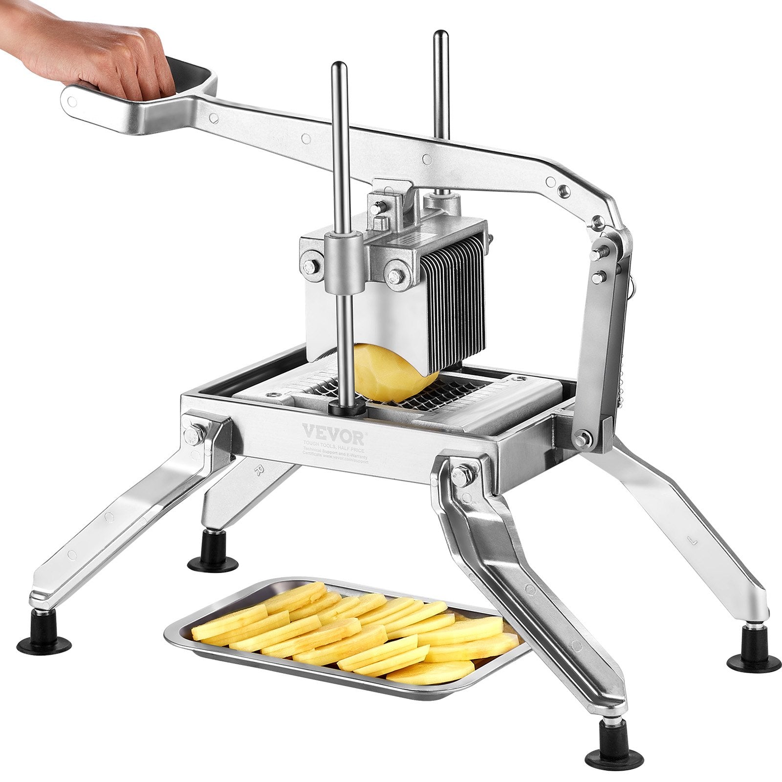 VEVOR Commercial Vegetable Slicer, 1/4 and 1/2 inch Tomato Slicer, Stainless Steel and Aluminum Alloy Vegetable Cutter Slicer, Manual Tomato Slicer with Non-slip Feet, for Tomatoes, Onions, Potatoes 