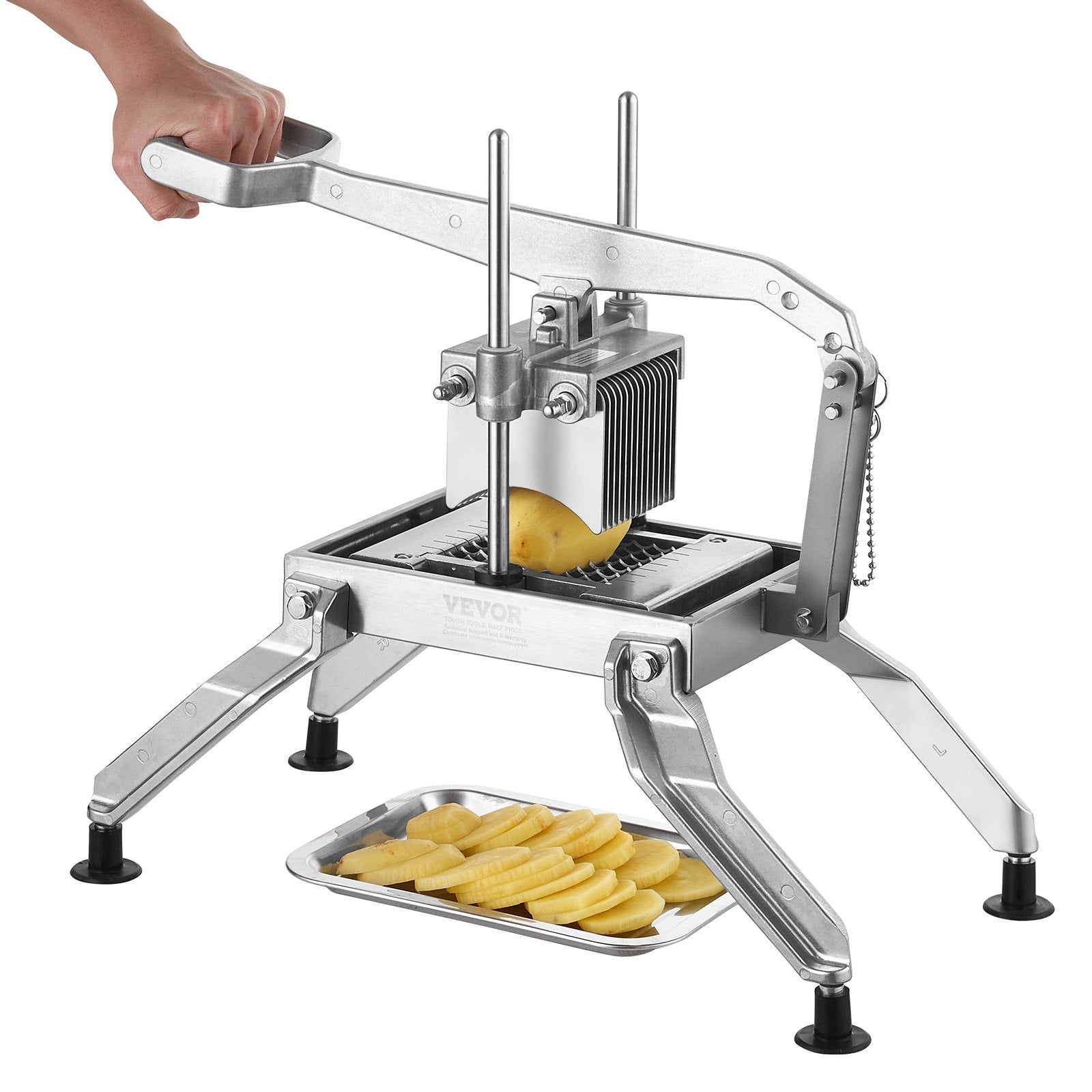 VEVOR Commercial Vegetable Slicer, 3/8 and 3/16 inch Tomato Slicer, Stainless Steel and Aluminum Alloy Vegetable Cutter Slicer, Manual Tomato Slicer with Non-slip Feet, for Tomatoes, Onions, Potatoes 