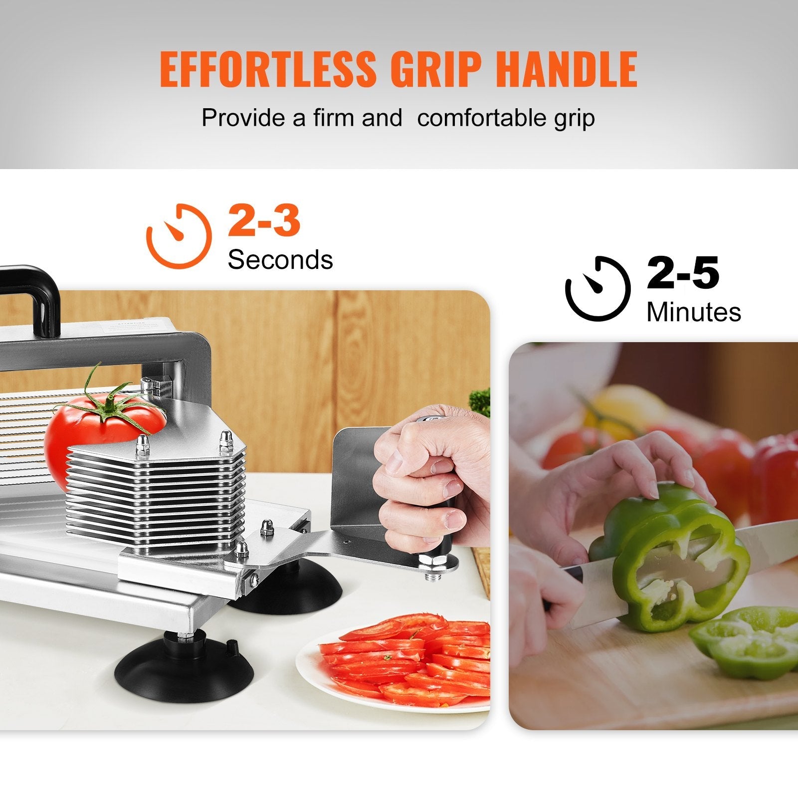 VEVOR Commercial Tomato Slicer, 3/16 inch Tomato Cutter Slicer, Stainless Steel Heavy Duty Tomato Slicer Machine, Manual Tomato Slicer with Non-slip Feet, for Cutting Tomatoes, Cucumbers, Bananas 