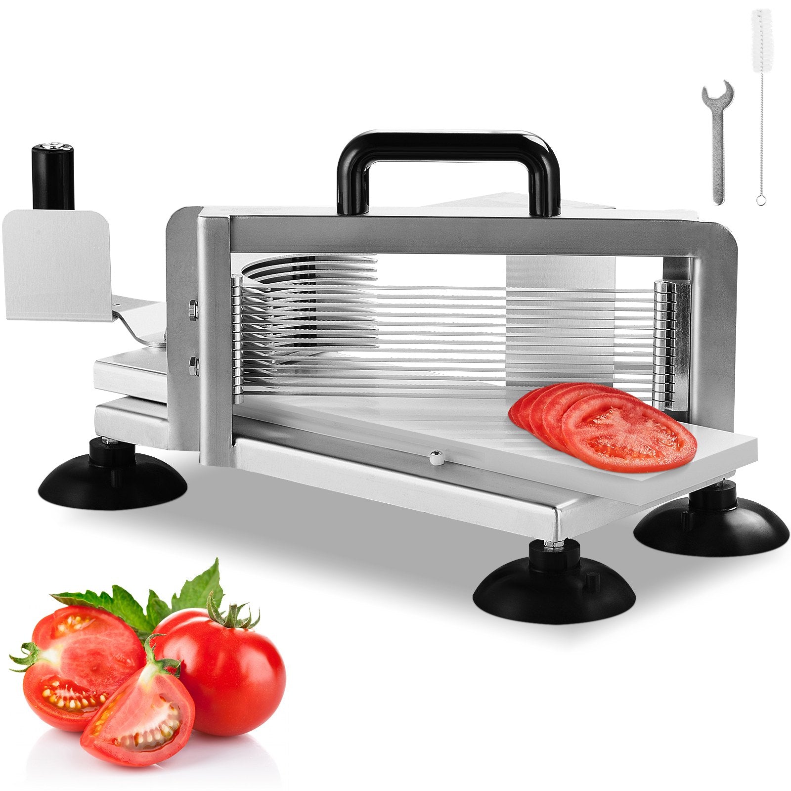 VEVOR Commercial Tomato Slicer, 3/16 inch Tomato Cutter Slicer, Stainless Steel Heavy Duty Tomato Slicer Machine, Manual Tomato Slicer with Non-slip Feet, for Cutting Tomatoes, Cucumbers, Bananas 